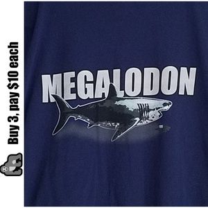 🦍 Mens T-Shirt Megalodon & You Size XL Dark Blue